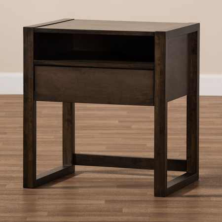 Baxton Studio Inicio Ash Brown Finished 1-Drawer Wood Nightstand 157-9080